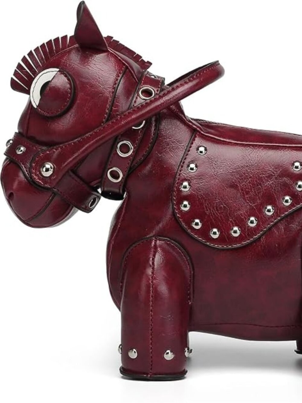 Women's Burgundy Horse Animal Shape Waterproof Luxurious Surface Crossbody Bag